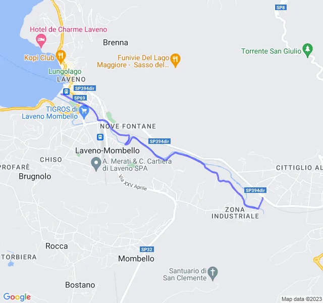 Mappa del percorso di corsa a Laveno-Mombello sul lago Maggiore