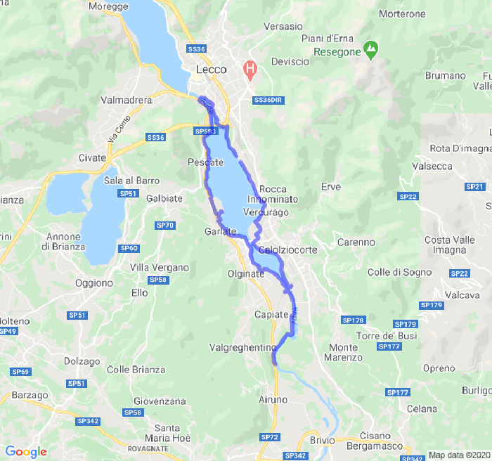 Mappa del percorso di corsa