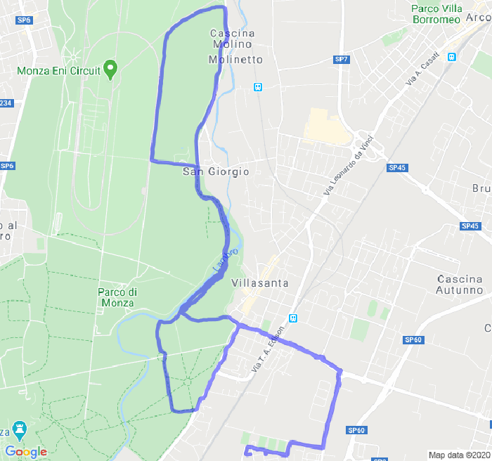 Mappa del percorso di corsa