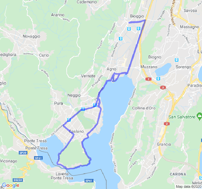 Mappa del percorso di corsa