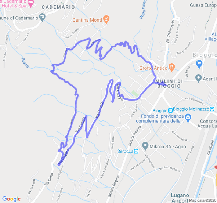 Mappa del percorso di corsa