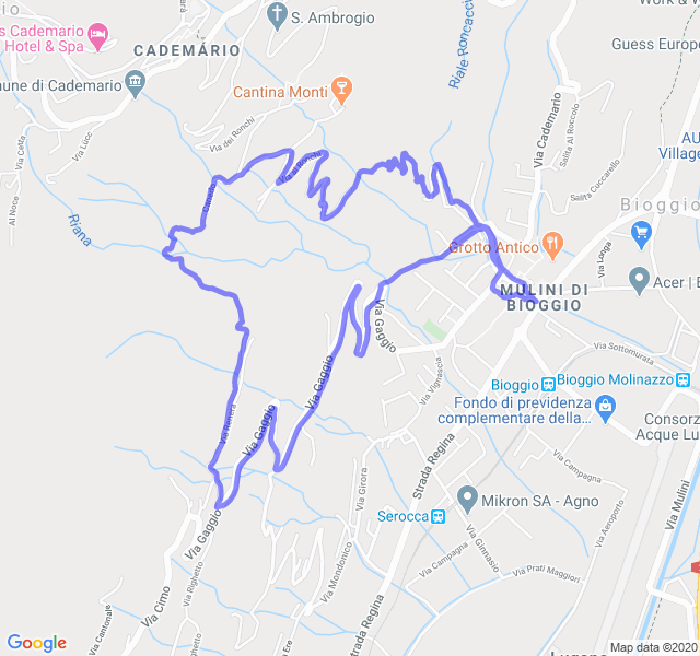 Mappa del percorso di corsa