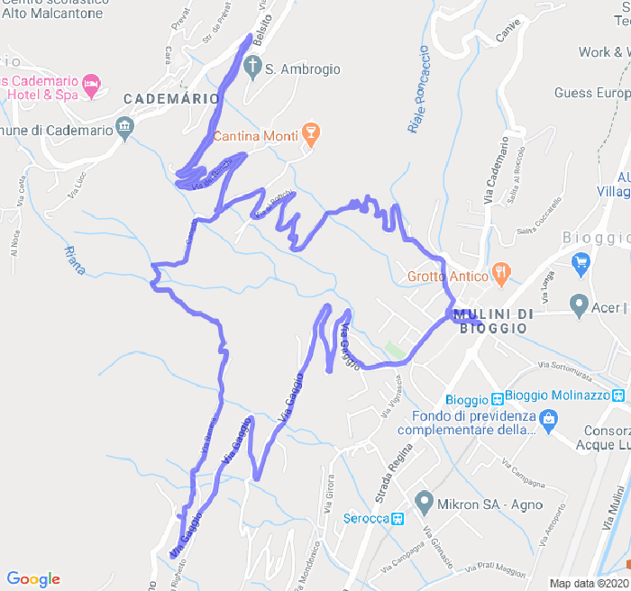 Mappa del percorso di corsa