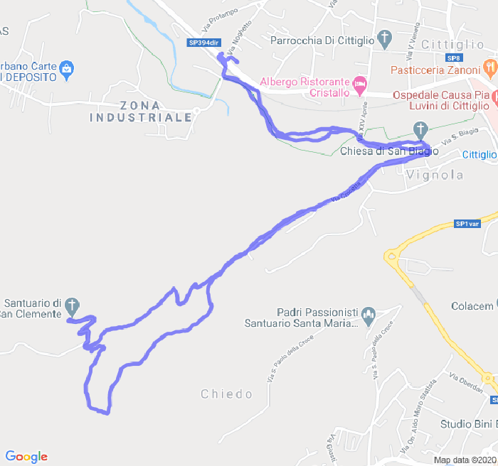 Mappa del percorso di corsa