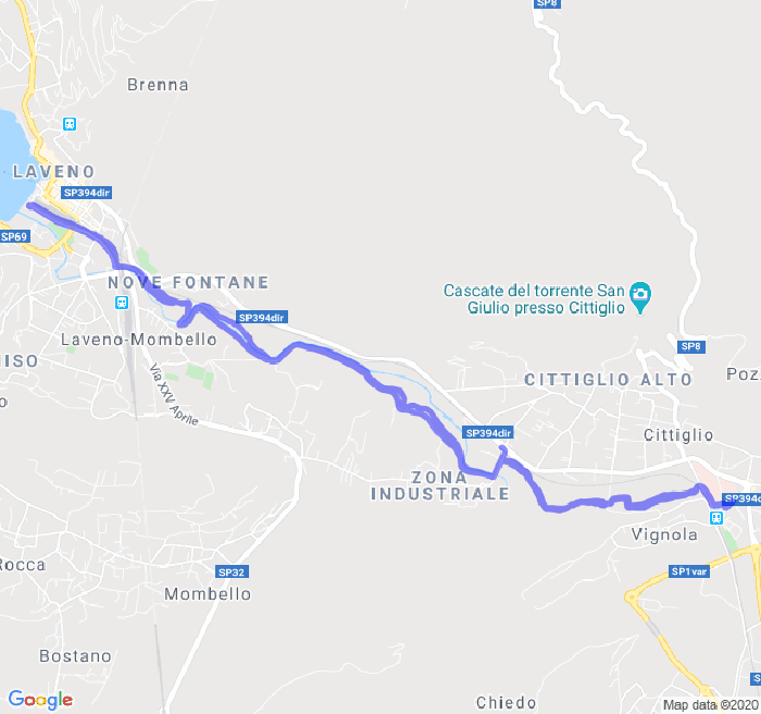Mappa del percorso di corsa