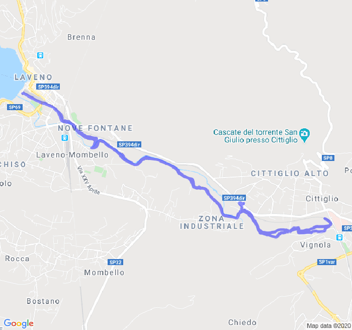 Mappa del percorso di corsa