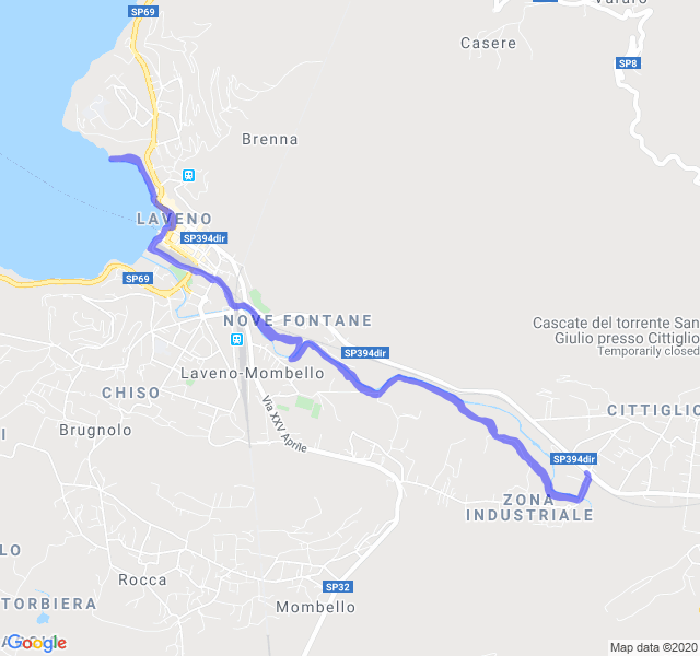 Mappa del percorso di corsa