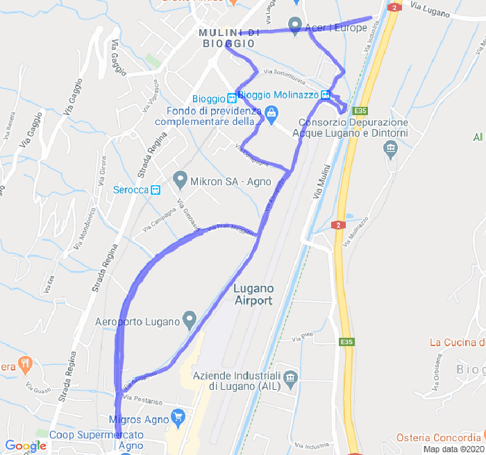 Mappa del percorso di corsa
