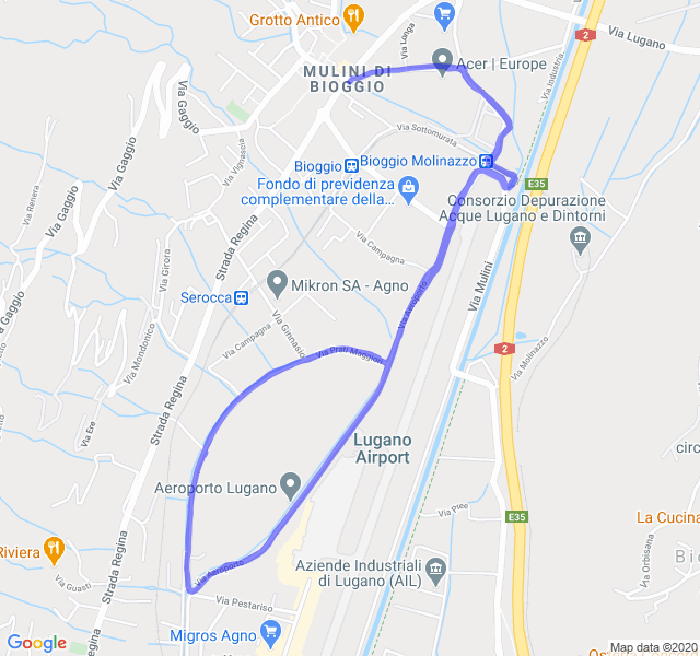 Mappa del percorso di corsa