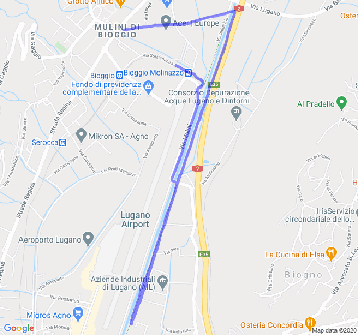 Mappa del percorso di corsa