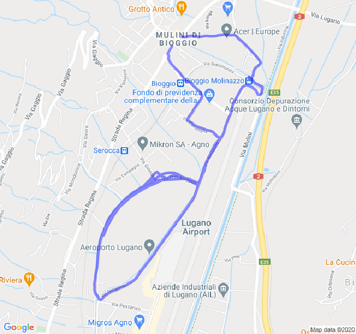 Mappa del percorso di corsa