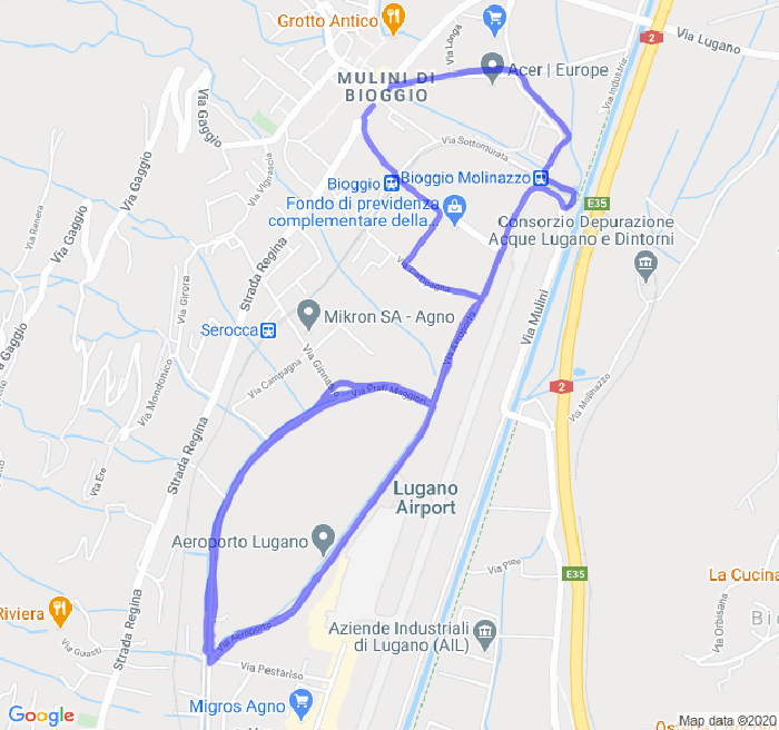 Mappa del percorso di corsa