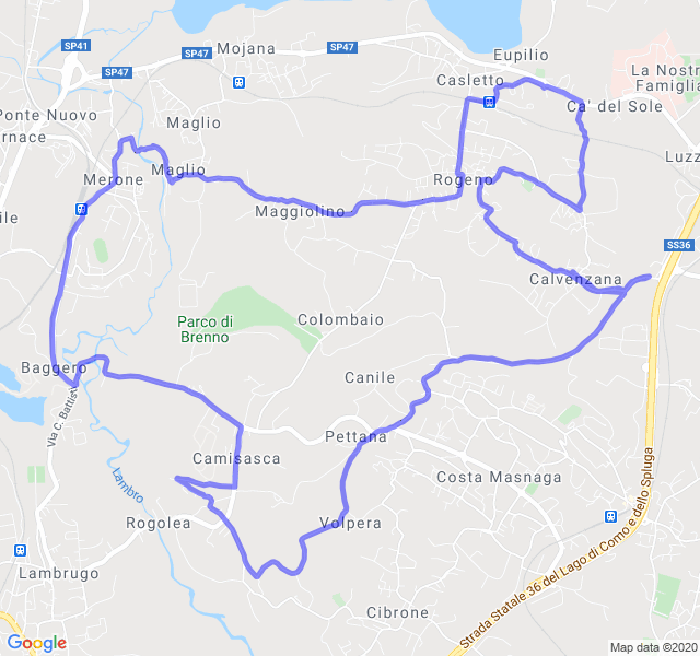 Mappa del percorso di corsa