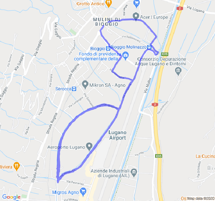 Mappa del percorso di corsa