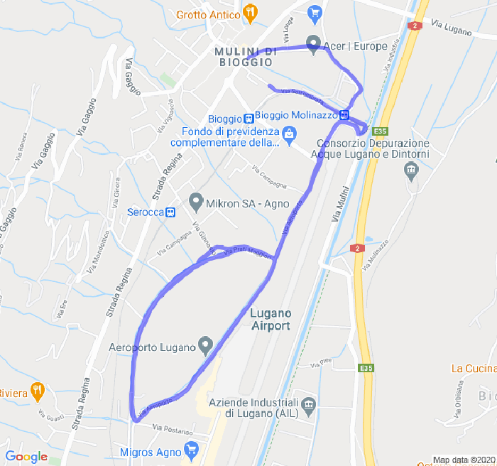 Mappa del percorso di corsa