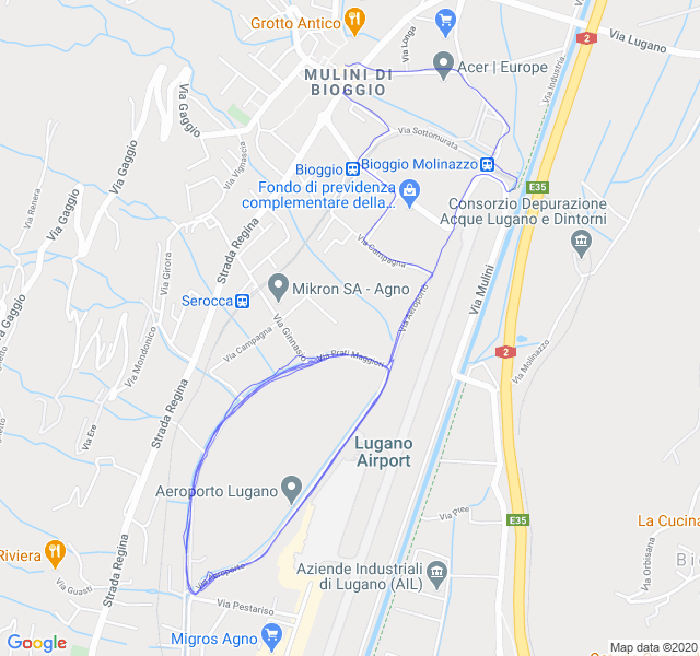 Mappa del percorso di corsa