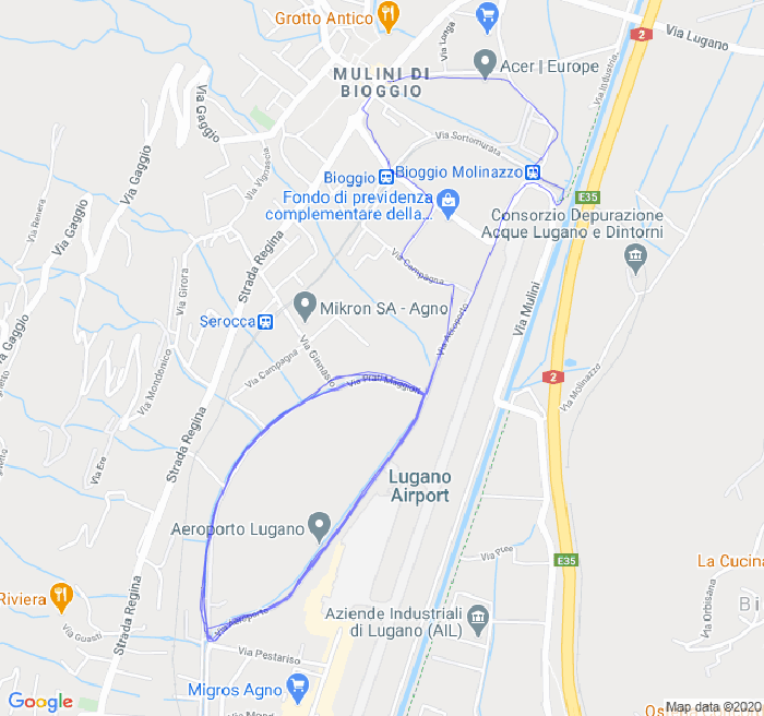 Mappa del percorso di corsa