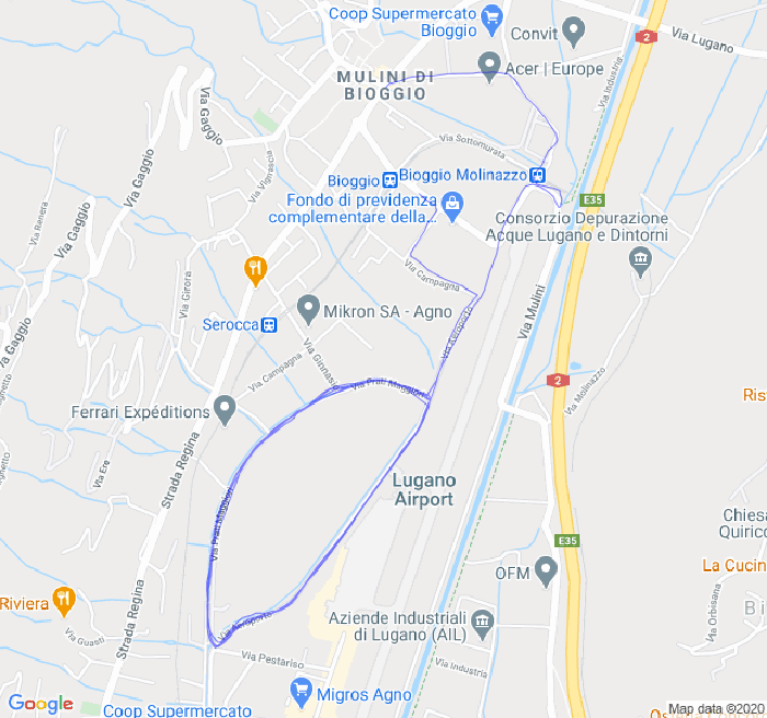 Mappa del percorso di corsa