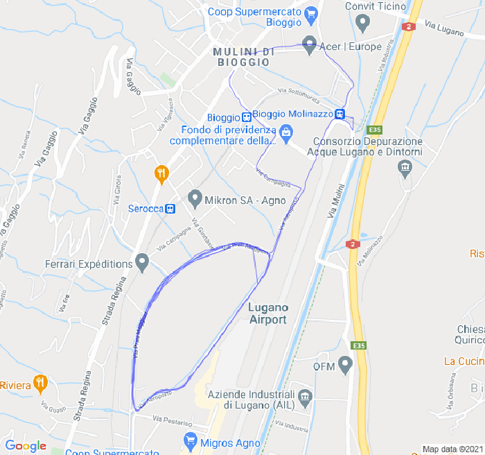 Mappa del percorso di corsa