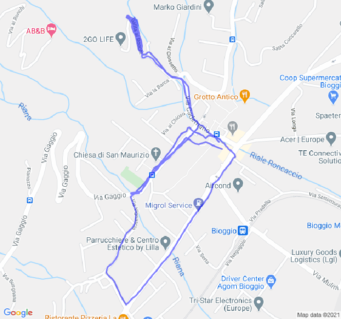 Mappa del percorso di corsa