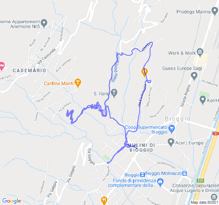 Mappa del percorso di corsa