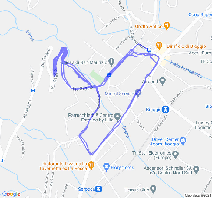 Mappa del percorso di corsa
