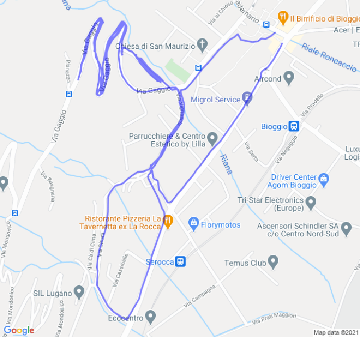 Mappa del percorso di corsa