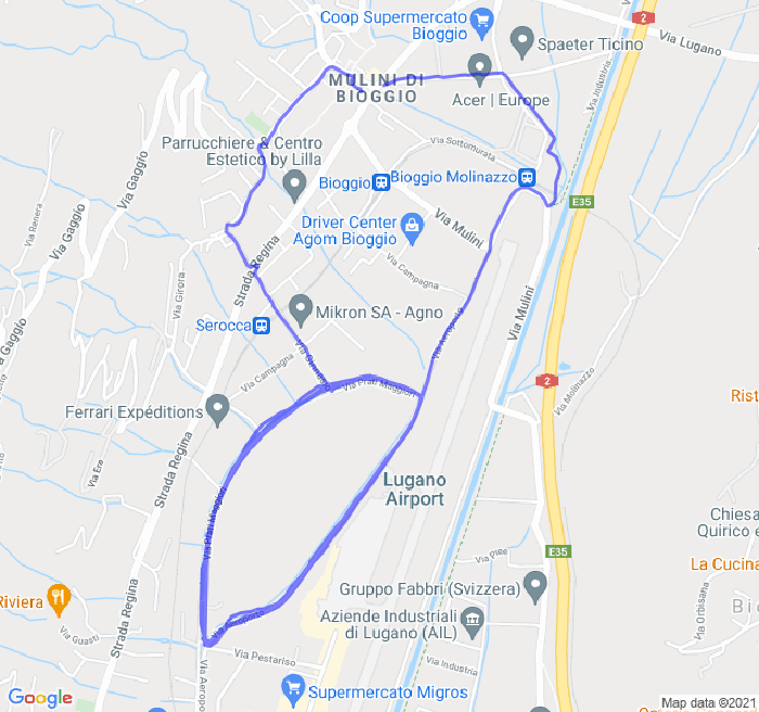 Mappa del percorso di corsa