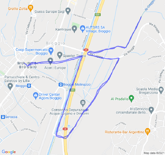 Mappa del percorso di corsa