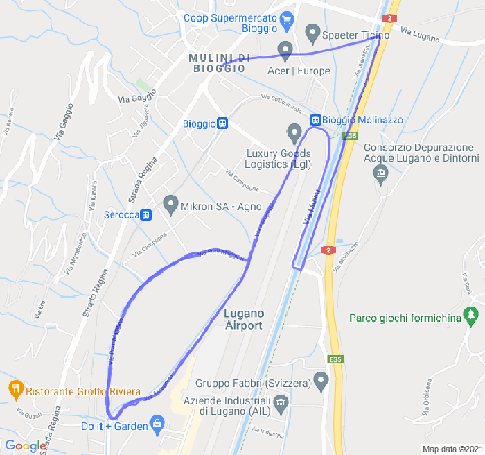 Mappa del percorso di corsa