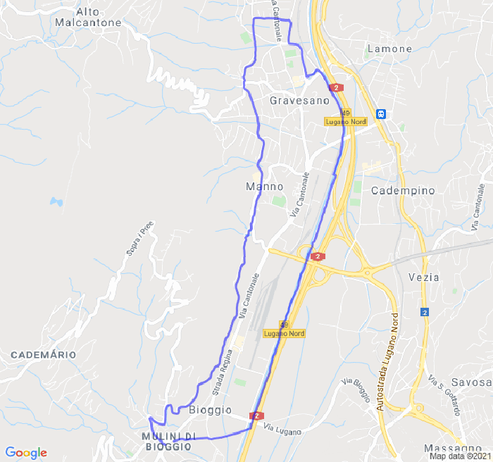 Mappa del percorso di corsa