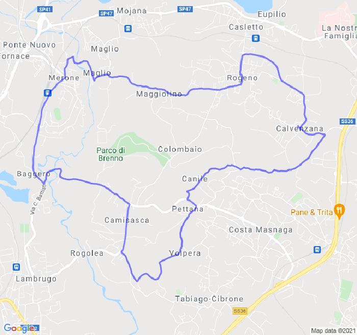 Mappa del percorso di corsa