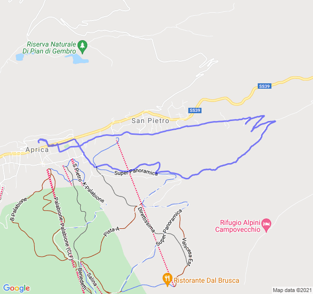 Mappa del percorso di corsa