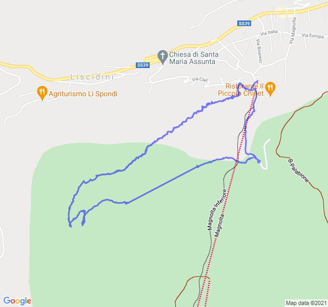 Mappa del percorso di corsa