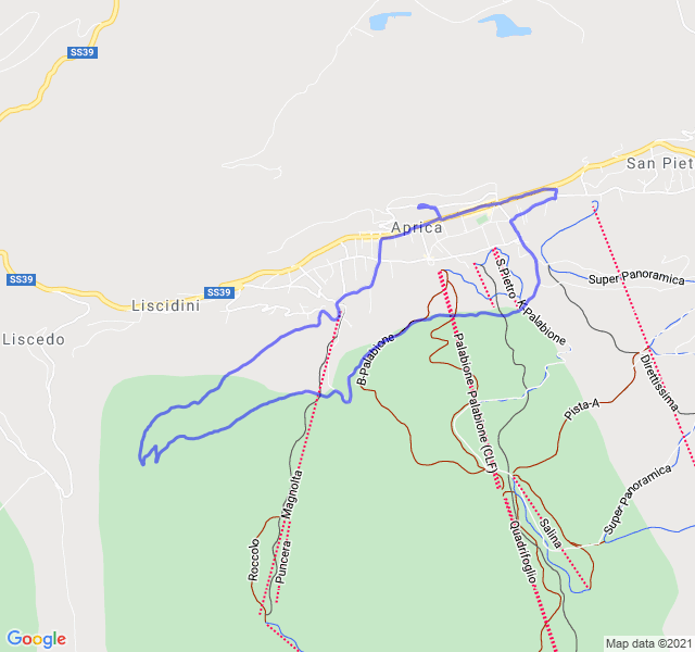 Mappa del percorso di corsa