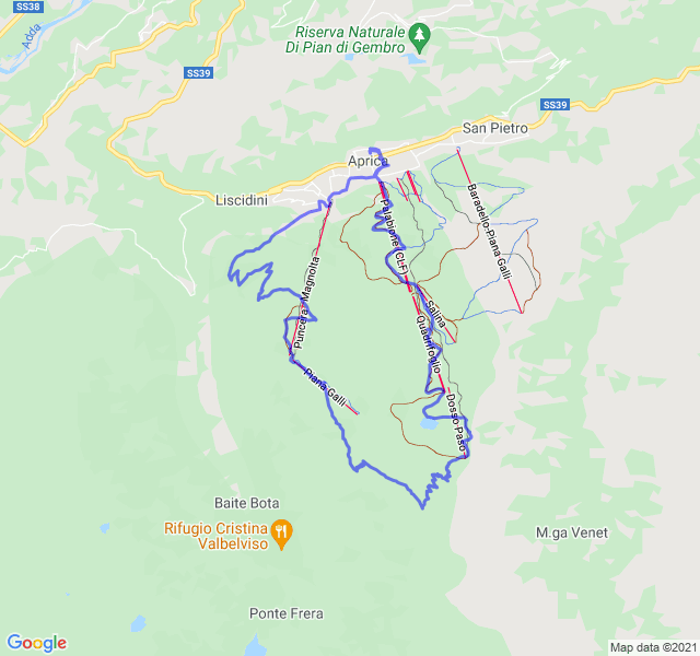 Mappa del percorso di corsa