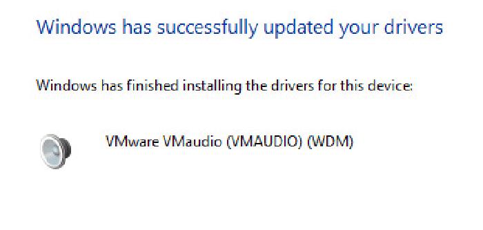 Windows conferma l'aggiornamento dei driver dell'audio VMware
