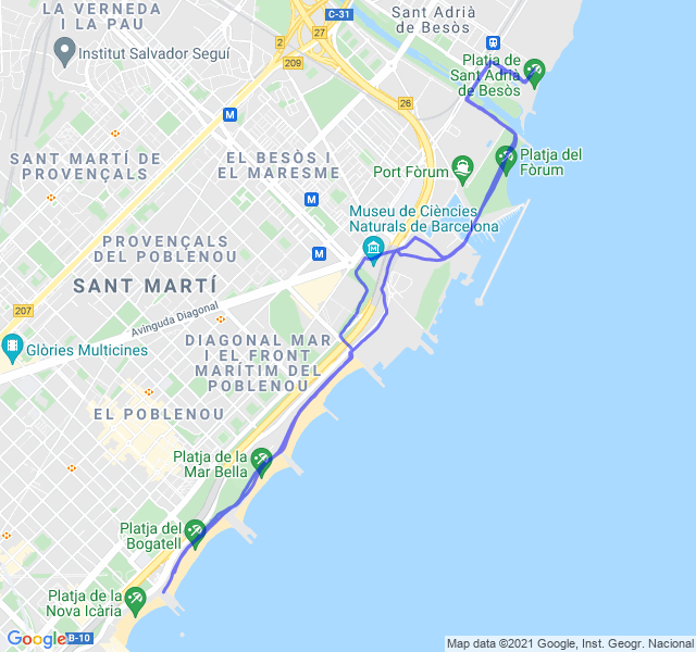 Mappa del percorso di corsa