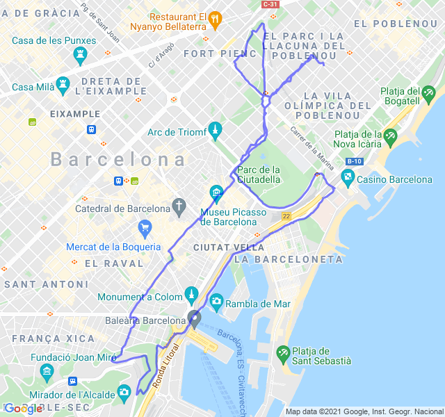 Mappa del percorso di corsa
