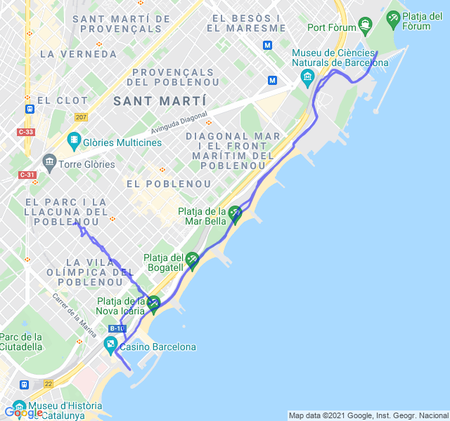 Mappa del percorso di corsa