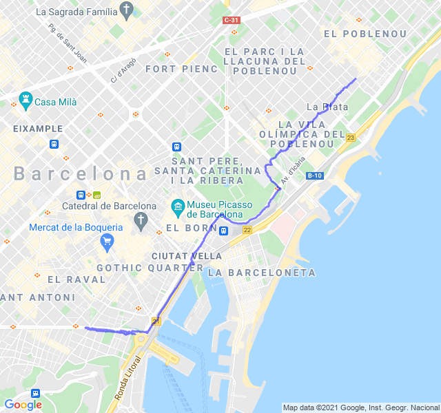 Mappa del percorso di corsa