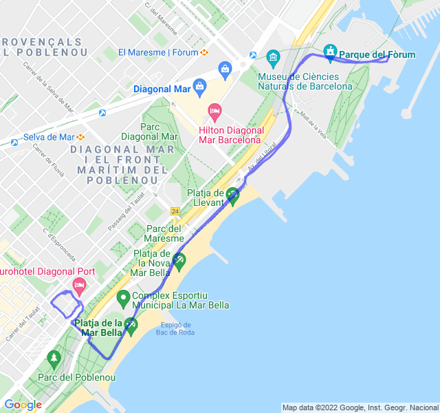 Mappa del percorso di corsa